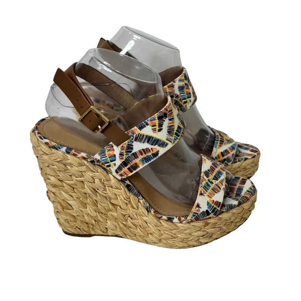 Gibson Latimer Womens Celia Platform Wedge Espadrilles Sandals Size 8.5 Shoes